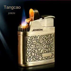 JOBON Original Embossed Butane Gas Lighter Jet Metal Windproof Flashlight Cigare
